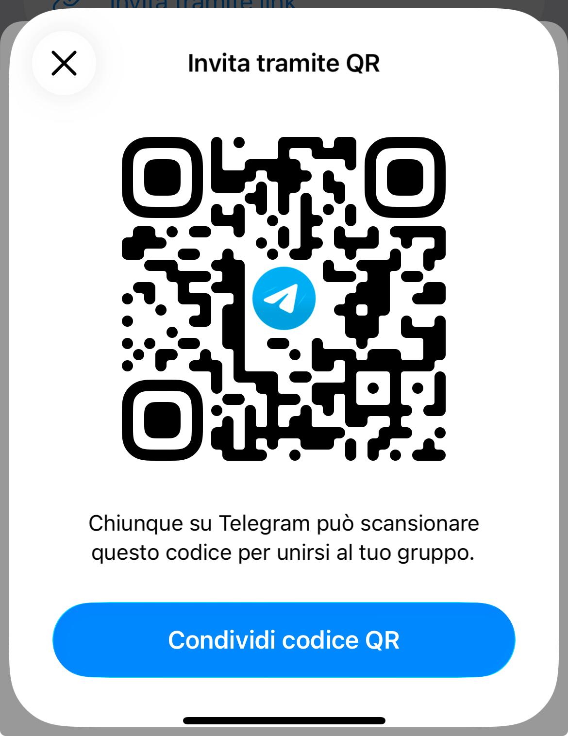 QR code per iscrizione al canale Telegram